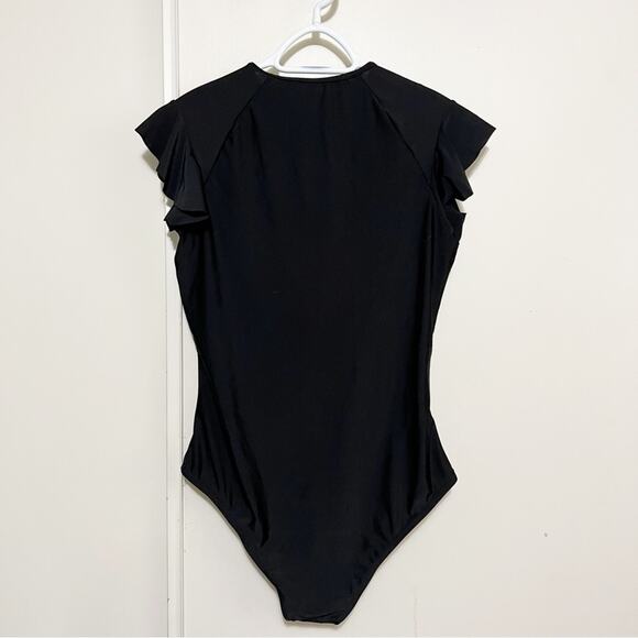 New Amazon Flutter Sleeve Rashgaurd Swimsuit Size XL Black - Picture 3 of 11